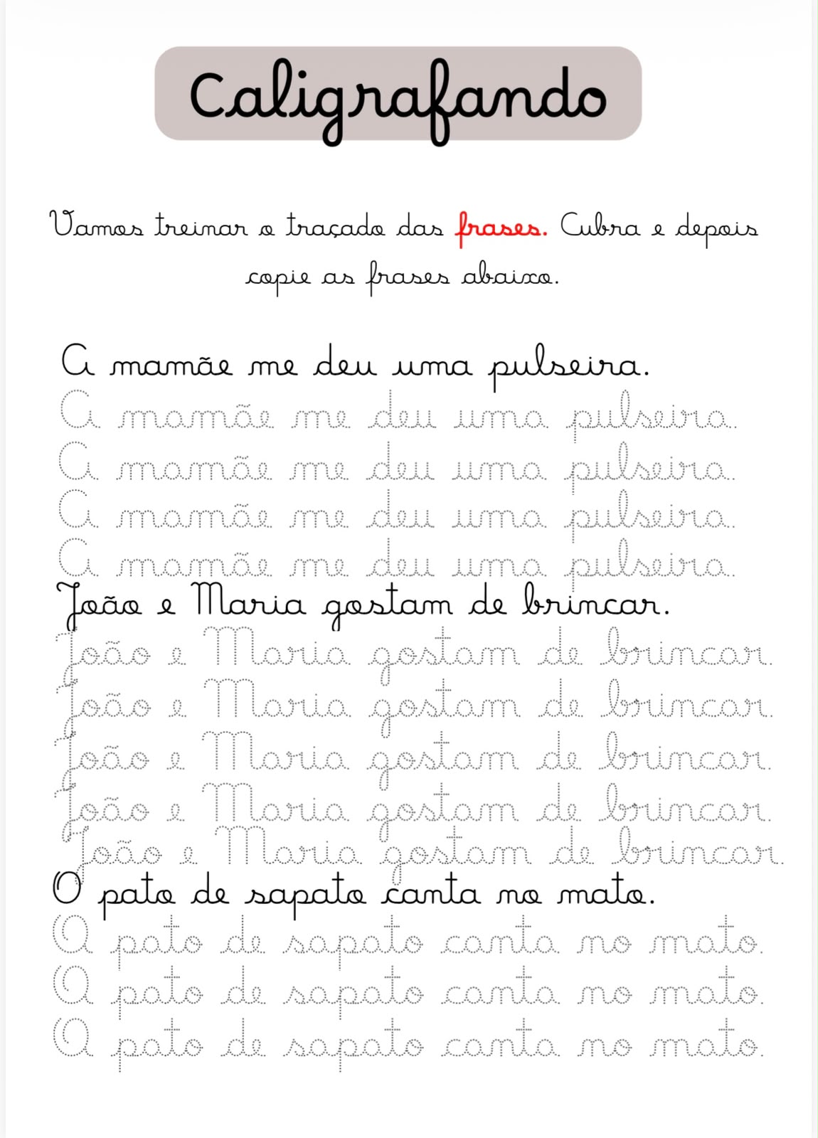 Caligrafando frases cursivas para imprimir