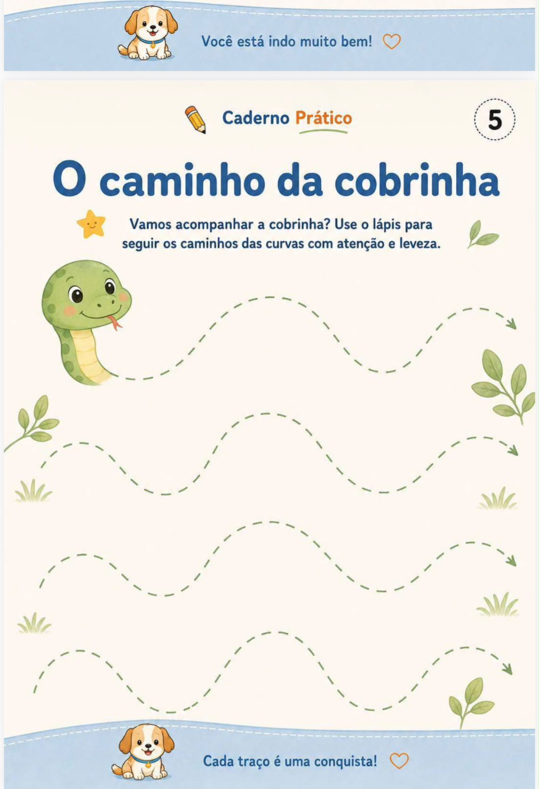 Caderno prático — o caminho da cobrinha