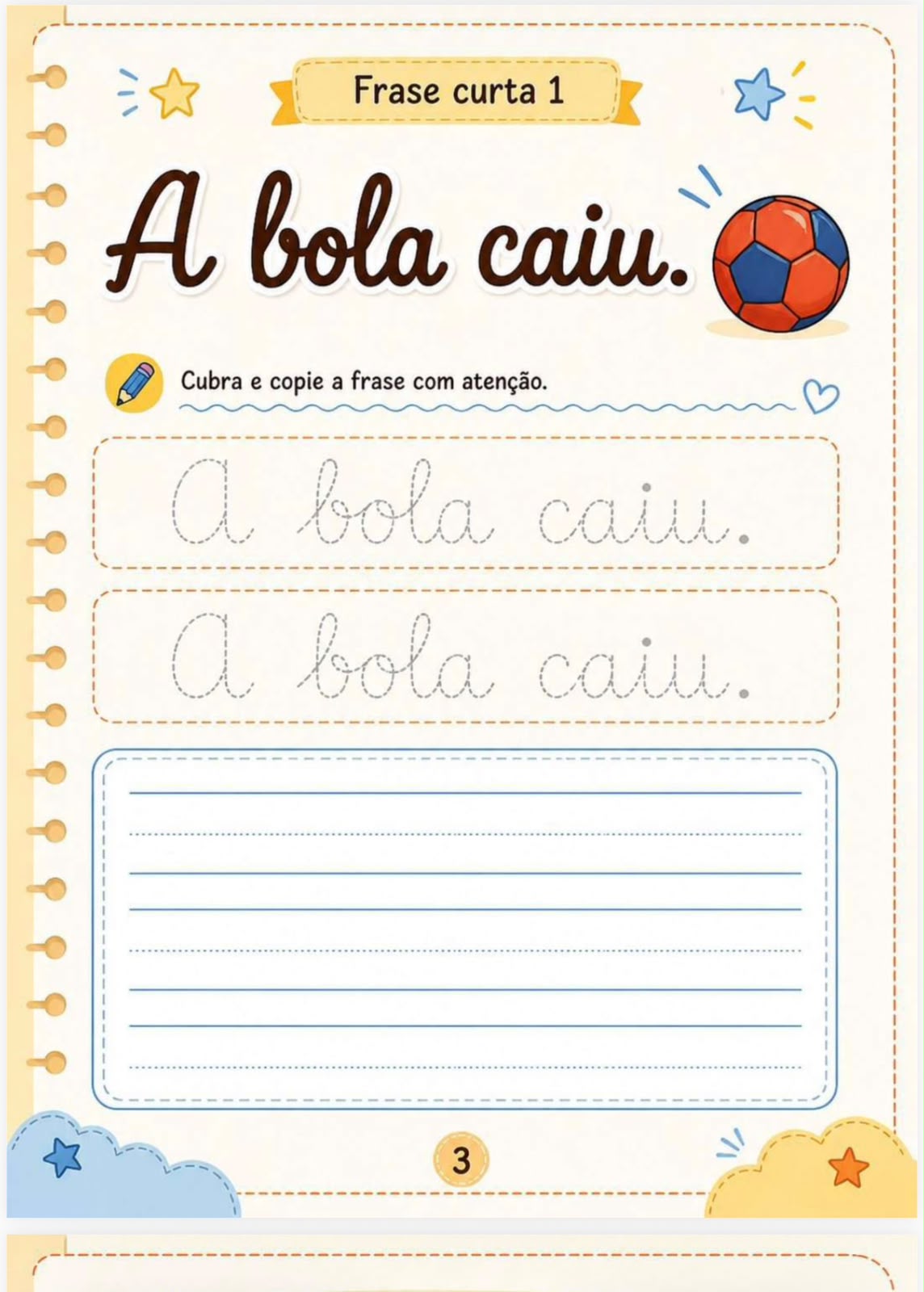 Atividade de frase curta — A bola caiu